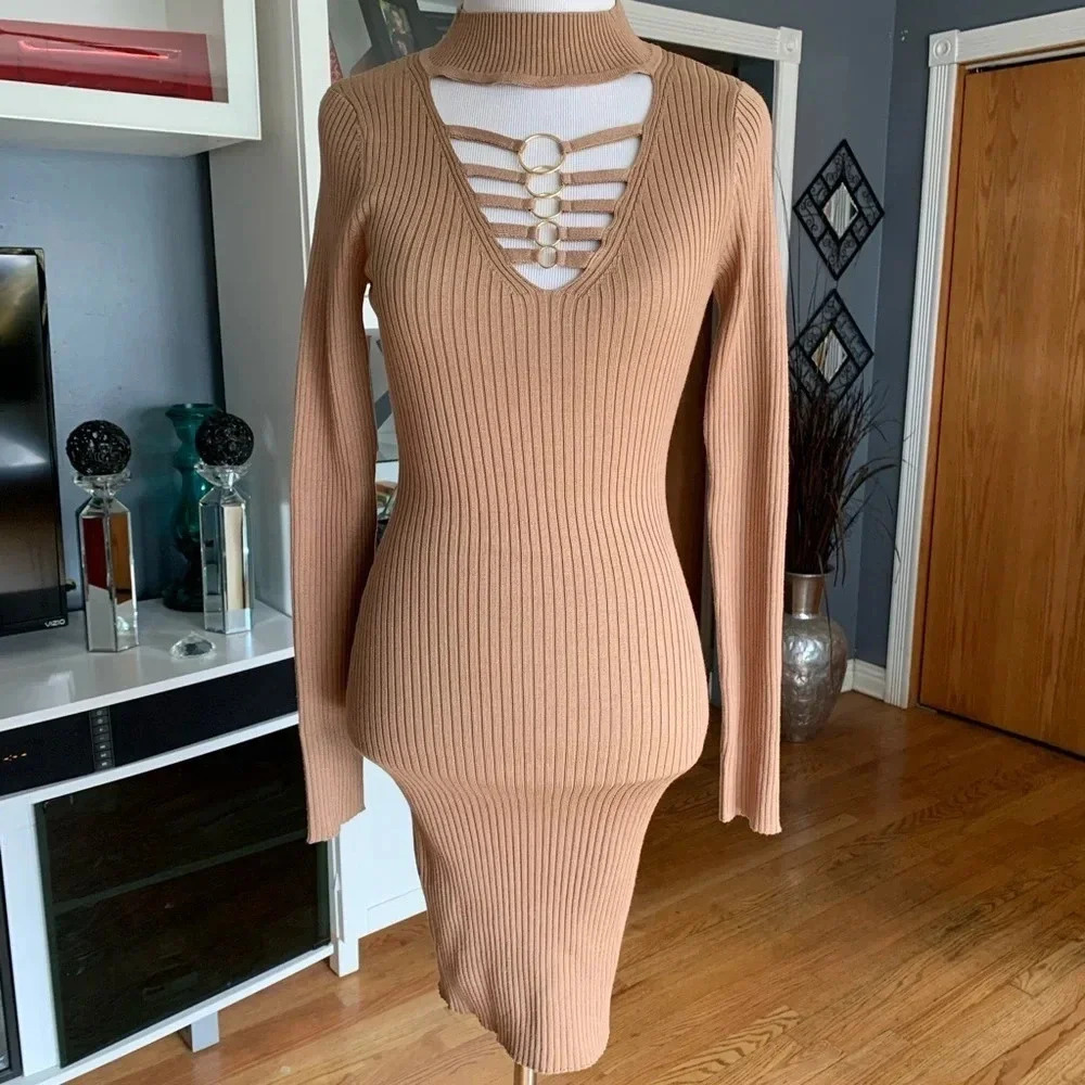 Say What? Chocker Bodycon Sweater Dress